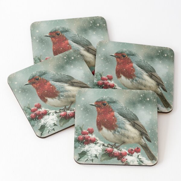Item preview, European Robin on Snowy Holly Branch designed and sold by Hoity-Toity.