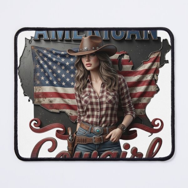 Item preview, American Cowgirl - Patriotic Wild West USA Flag Sign designed and sold by ODELUNITY.