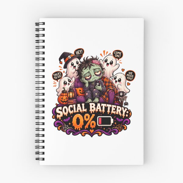 Item preview, Social Battery 0% Halloween Ghosts Funny Spooky Introvert Design designed and sold by Pixanova.