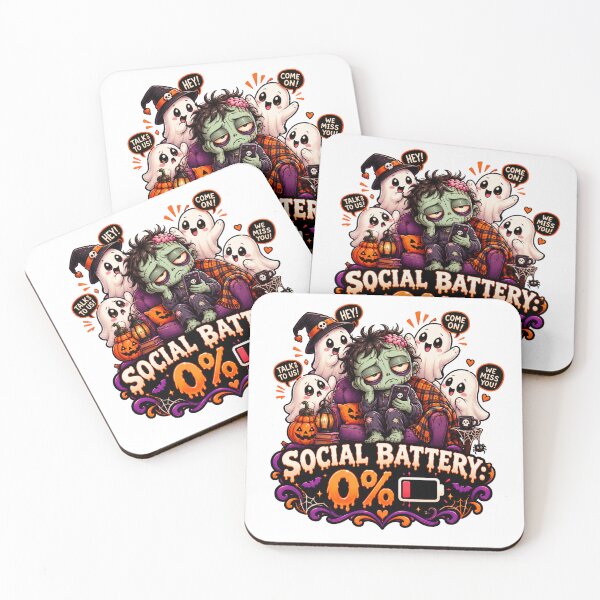 Item preview, Social Battery 0% Halloween Ghosts Funny Spooky Introvert Design designed and sold by Pixanova.
