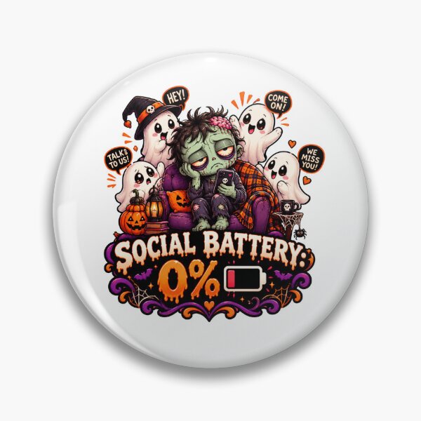 Item preview, Social Battery 0% Halloween Ghosts Funny Spooky Introvert Design designed and sold by Pixanova.