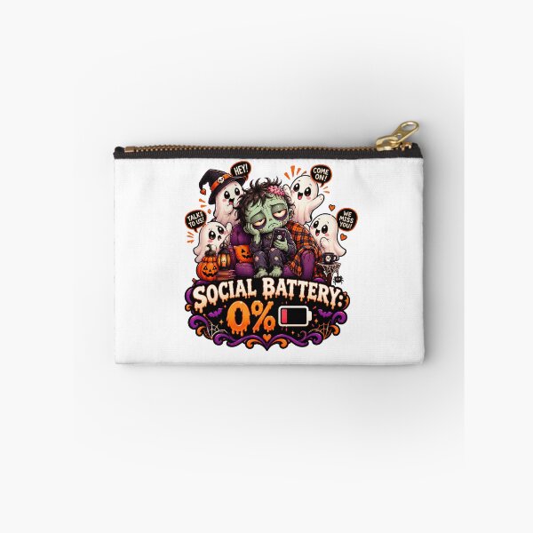 Item preview, Social Battery 0% Halloween Ghosts Funny Spooky Introvert Design designed and sold by Pixanova.