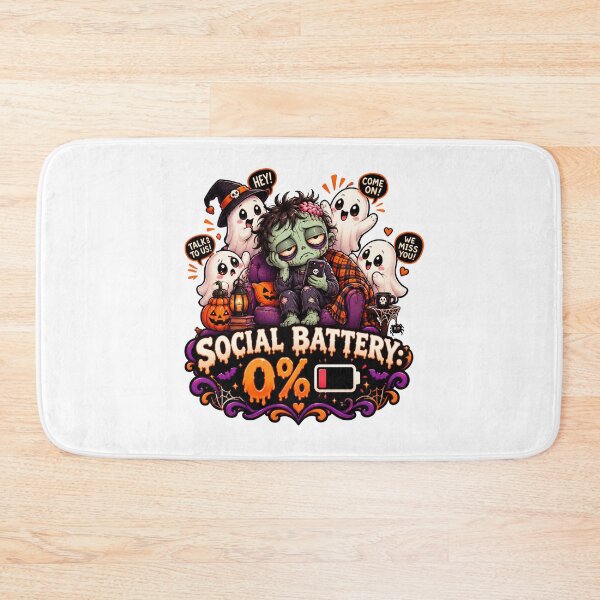 Item preview, Social Battery 0% Halloween Ghosts Funny Spooky Introvert Design designed and sold by Pixanova.