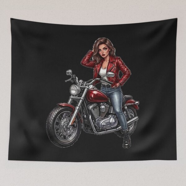 Item preview, Biker Girl Red Leather Jacket Motorcycle designed and sold by MaRCAStro.