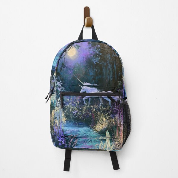 Item preview, A graceful Unicorn galloping through an enchanted forest filled with glowing flowers and crystal streams beneath moonlight, Fantasy & Mythological Creatures designed and sold by CDC40.