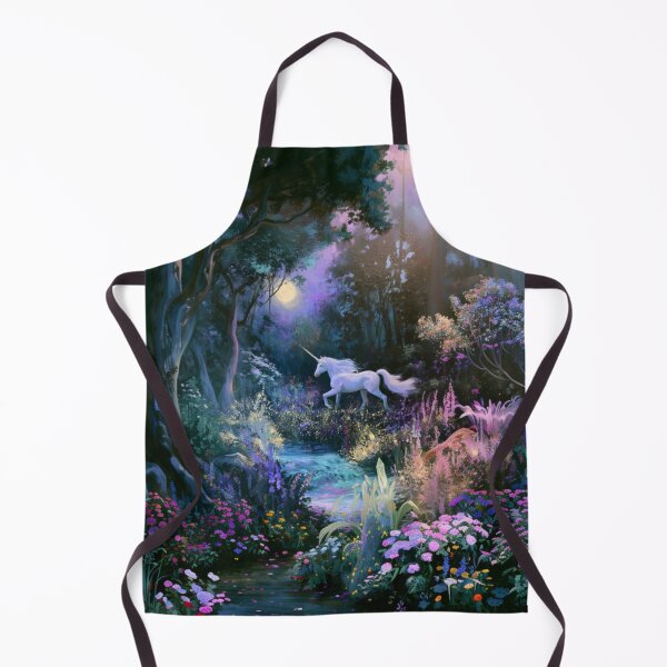 Item preview, A graceful Unicorn galloping through an enchanted forest filled with glowing flowers and crystal streams beneath moonlight, Fantasy & Mythological Creatures designed and sold by CDC40.