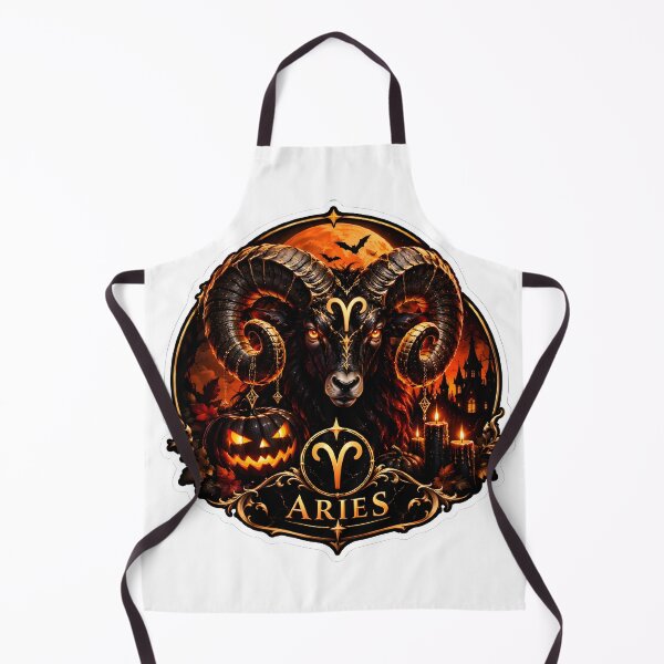 Item preview, Aries Halloween Fierce Ram Badge designed and sold by Zodiac Celestial Art.