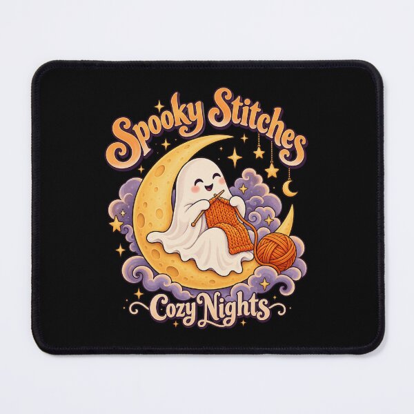 Item preview, Spooky Stitches Cozy Nights — Friendly Knitting Ghost and Pumpkin Yarn, Cozy Halloween Art designed and sold by haitrieuic96.
