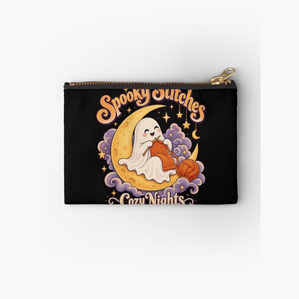 Item preview, Spooky Stitches Cozy Nights — Friendly Knitting Ghost and Pumpkin Yarn, Cozy Halloween Art designed and sold by haitrieuic96.