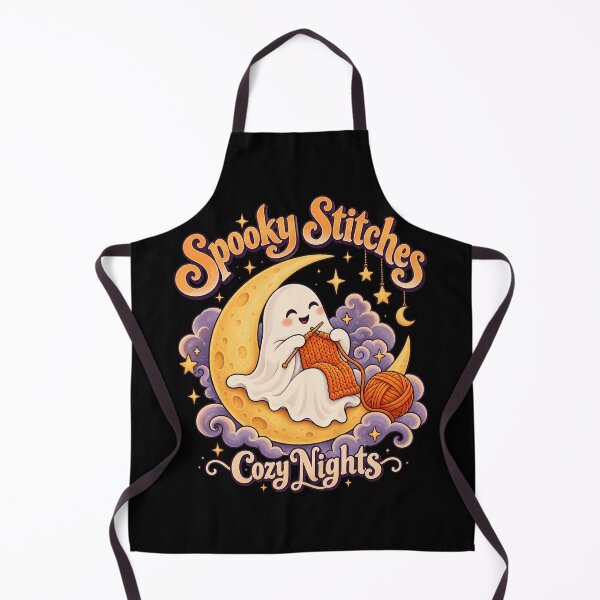 Item preview, Spooky Stitches Cozy Nights — Friendly Knitting Ghost and Pumpkin Yarn, Cozy Halloween Art designed and sold by haitrieuic96.
