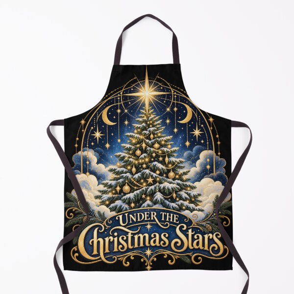 Item preview, Under the Christmas Stars — Evergreen Tree and Celestial Arch, Vintage Winter Wonder designed and sold by haitrieuic96.