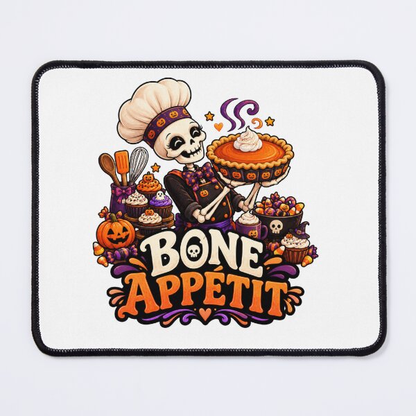 Item preview, Bone Appetite Halloween Skeleton Chef Shirt – Funny Pumpkin Pie Baking Design designed and sold by Pixanova.