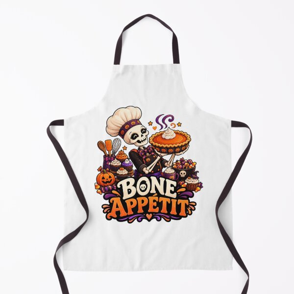 Item preview, Bone Appetite Halloween Skeleton Chef Shirt – Funny Pumpkin Pie Baking Design designed and sold by Pixanova.