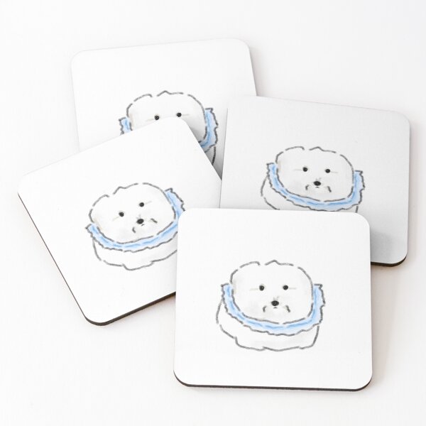 Item preview, White Bichon Frise Blue Ruffle Collar designed and sold by raun.draw.