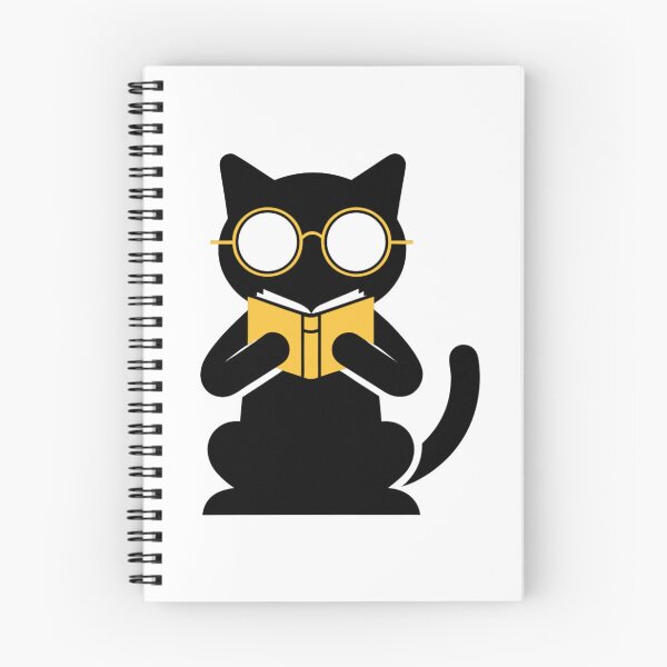 Item preview, Literary Black Cat Reading Book Minimal Art designed and sold by Ikochane.