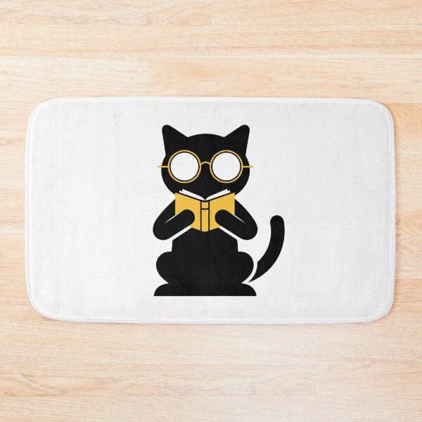 Item preview, Literary Black Cat Reading Book Minimal Art designed and sold by Ikochane.