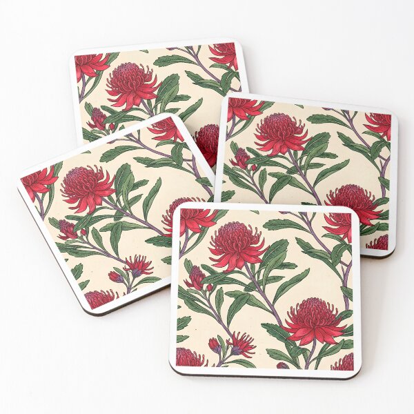Item preview, Vintage Australian Red Waratah Botanical Pattern designed and sold by Studio BC.