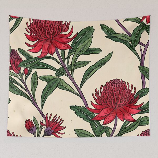Item preview, Vintage Australian Red Waratah Botanical Pattern designed and sold by Studio BC.