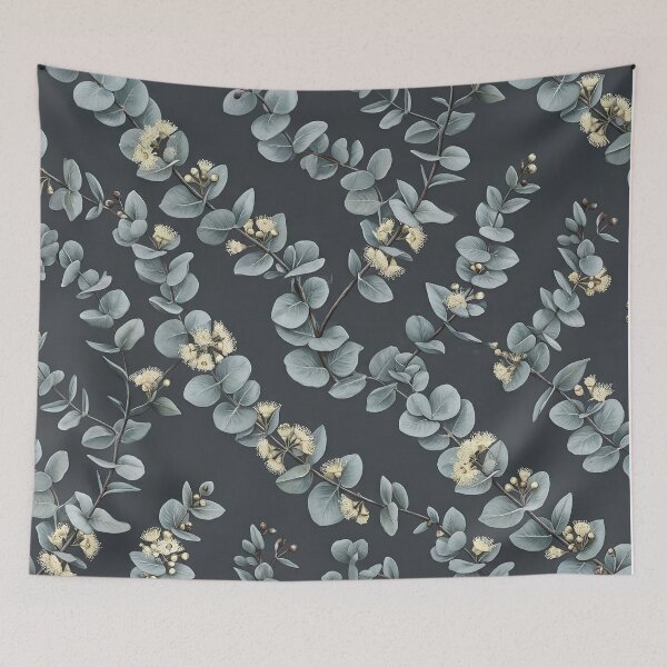 Item preview, Silver Dollar Eucalyptus Garland Dark Botanical Pattern designed and sold by Studio BC.