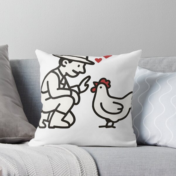 Item preview, Farmer and chicken with hearts, line drawing designed and sold by niedi18.
