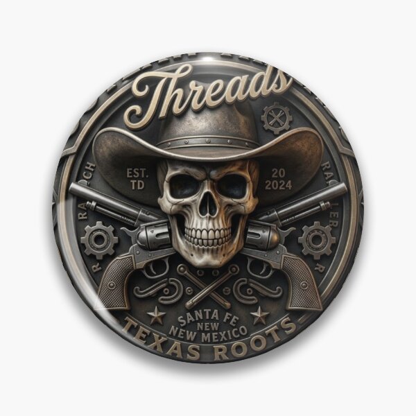 Item preview, Outlaw Cowboy Skull - Vintage Western Biker Metal Medallion designed and sold by ODELUNITY.