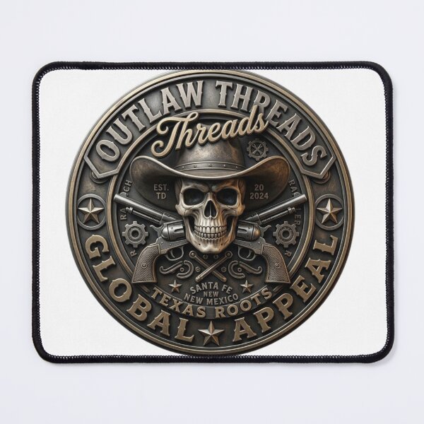 Item preview, Outlaw Cowboy Skull - Vintage Western Biker Metal Medallion designed and sold by ODELUNITY.