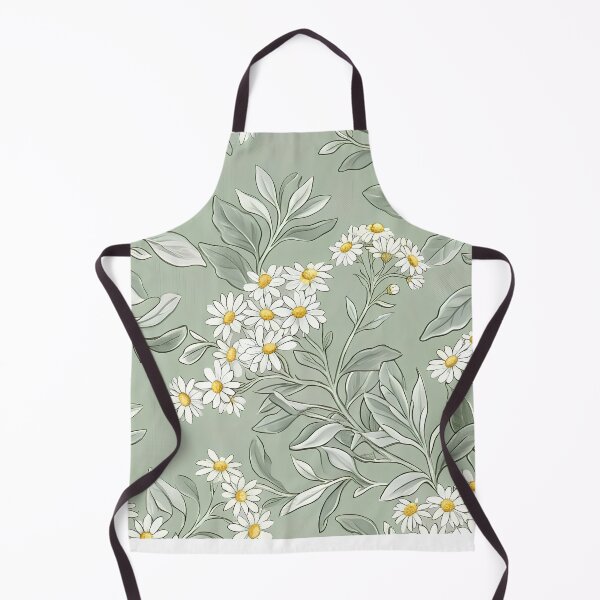 Item preview, White Bush Daisy & Foliage Soft Sage Floral Pattern designed and sold by Studio BC.