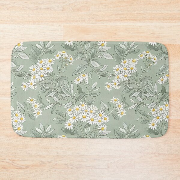 Item preview, White Bush Daisy & Foliage Soft Sage Floral Pattern designed and sold by Studio BC.