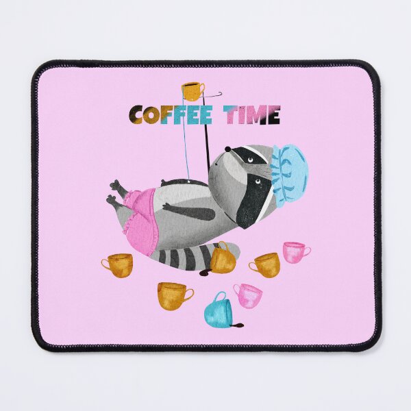 Item preview, Coffee Time Cute Floating Raccoon designed and sold by DigiBlossom.