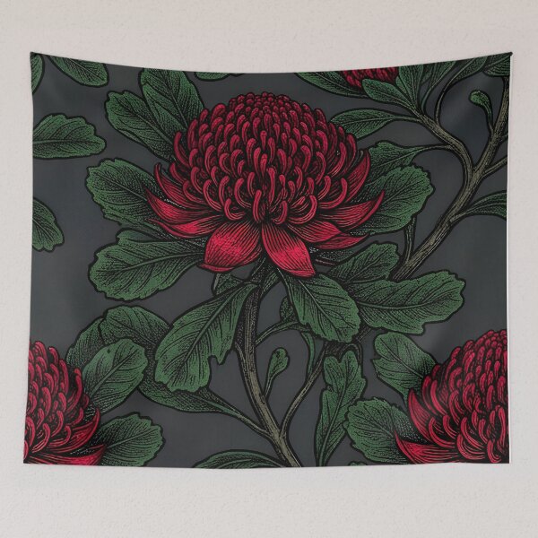 Item preview, Crimson Waratah Dark Academia Botanical Pattern designed and sold by Studio BC.