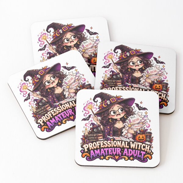 Item preview, Professional Witch Amateur Adult Halloween Shirt – Funny Witch Coffee & Bills Design designed and sold by Pixanova.