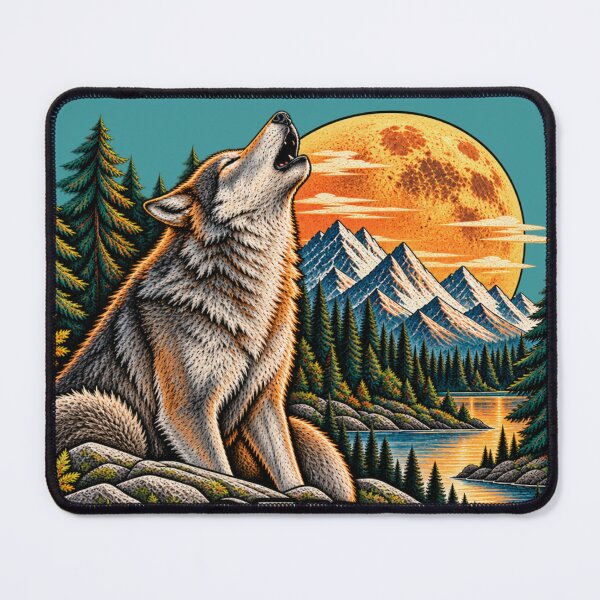 Item preview, Too Wild to Fit In – Howling Wolf Retro Wilderness Adventure designed and sold by JanRizz.