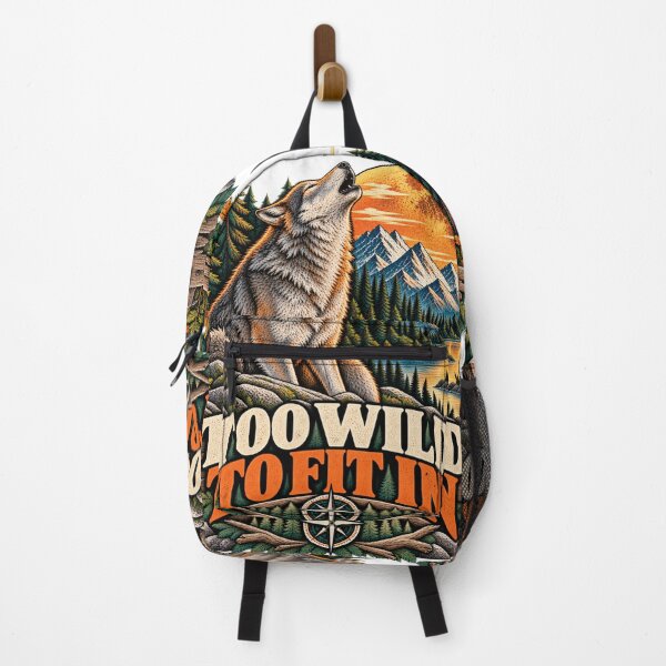 Item preview, Too Wild to Fit In – Howling Wolf Retro Wilderness Adventure designed and sold by JanRizz.