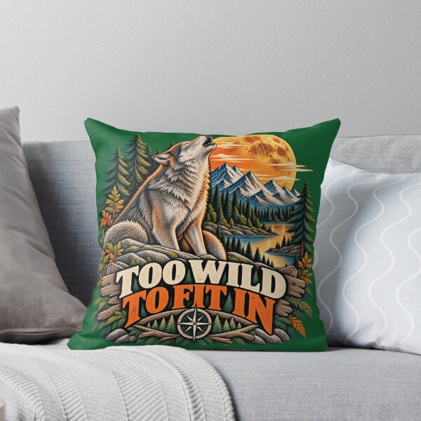 Item preview, Too Wild to Fit In – Howling Wolf Retro Wilderness Adventure designed and sold by JanRizz.