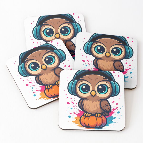 Item preview, Cute owl with headphones on a pumpkin designed and sold by niedi18.