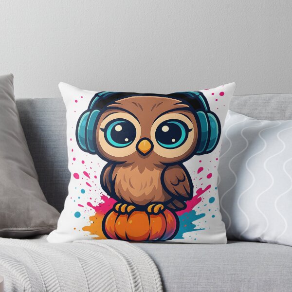 Item preview, Cute owl with headphones on a pumpkin designed and sold by niedi18.