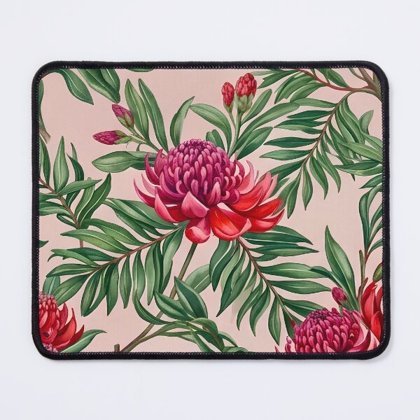Item preview, Crimson Waratah & Palm Fronds Dusty Peach Pattern designed and sold by Studio BC.