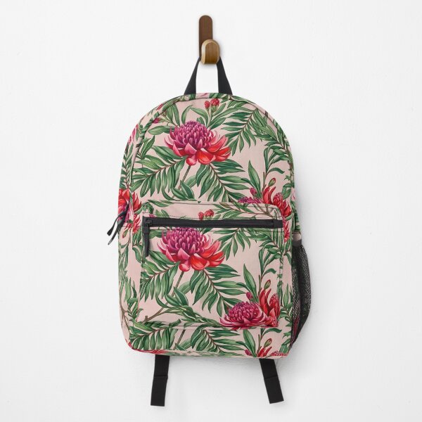 Item preview, Crimson Waratah & Palm Fronds Dusty Peach Pattern designed and sold by Studio BC.