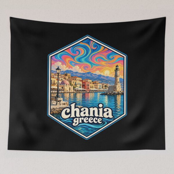Item preview, Chania Crete Greece Trippy Art Travel designed and sold by TomFrontierArt.