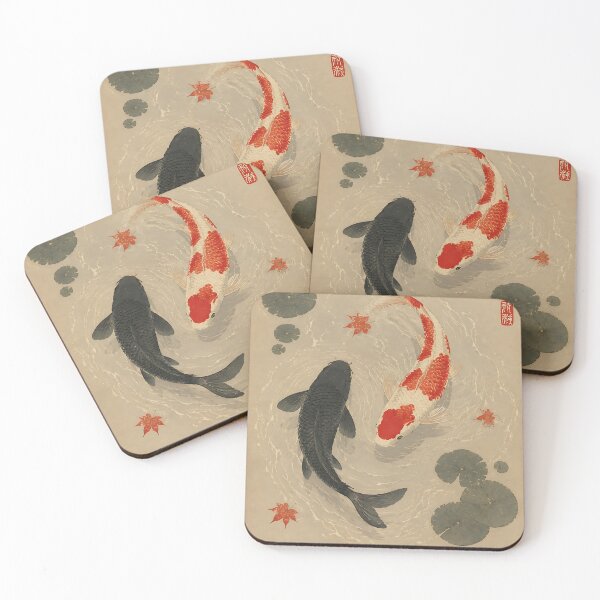 Item preview, Japanese Koi Fish Yin Yang Wall Art – Zen Japanese Pond Art designed and sold by artswag.