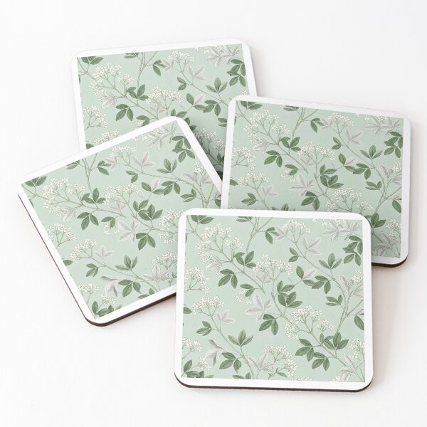 Item preview, Delicate White Blossom Creeper Mint Green Pattern designed and sold by Studio BC.