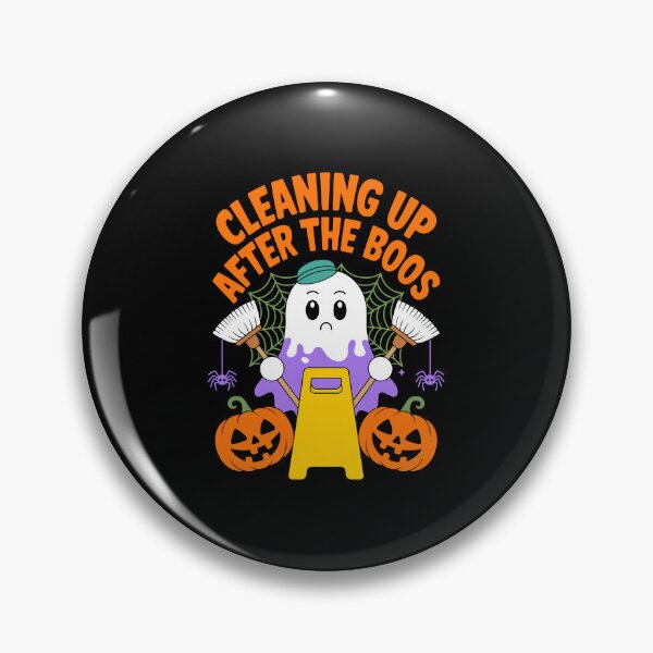 Item preview, Cleaning Up After The Boos – Funny Janitor Halloween Art designed and sold by jkrphoto.