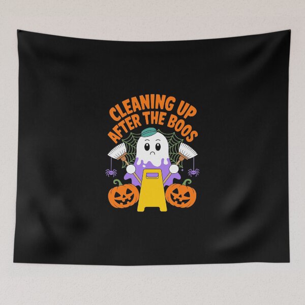 Item preview, Cleaning Up After The Boos – Funny Janitor Halloween Art designed and sold by jkrphoto.