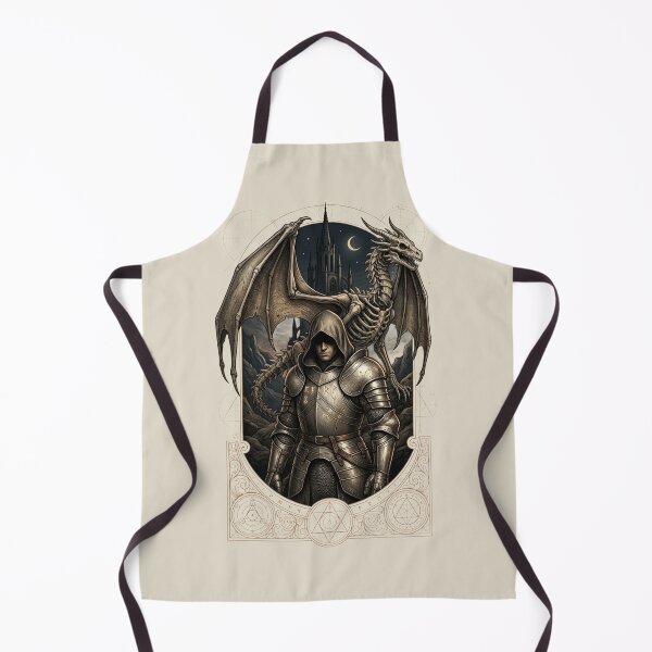 Item preview, Dark Fantasy Hooded Knight & Skeletal Wyvern Dragon Engraving designed and sold by InnerwayStudio.