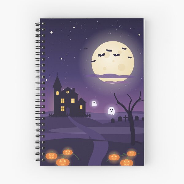 Item preview, Haunted Hill – Halloween Night Scene with Full Moon, Haunted House and Pumpkins designed and sold by Aurora Prints.