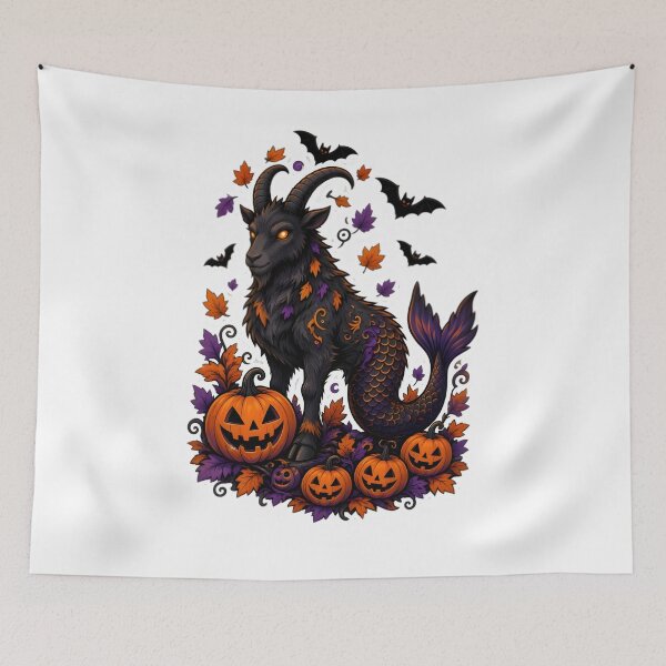 Item preview, Capricorn Halloween Sea Goat Pumpkin designed and sold by Zodiac Celestial Art.