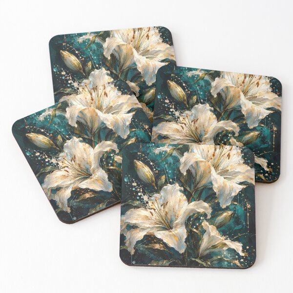 Item preview, White Lilies on Deep Green designed and sold by elarisstudio.
