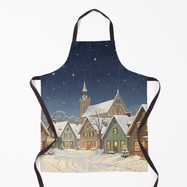 Item preview, snow-covered village, traditional illustration designed and sold by sabellet.