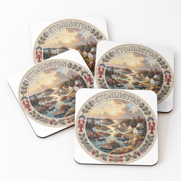 Item preview, Stonington Maine USA Lobster Harbor Village Embroidered Patch Sticker designed and sold by Imaginarium of Chaos falcon88 .