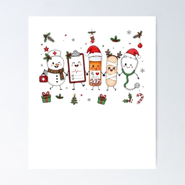 Item preview, Christmas Nurse Medical Team Holiday Characters designed and sold by ghanagjkiyf.